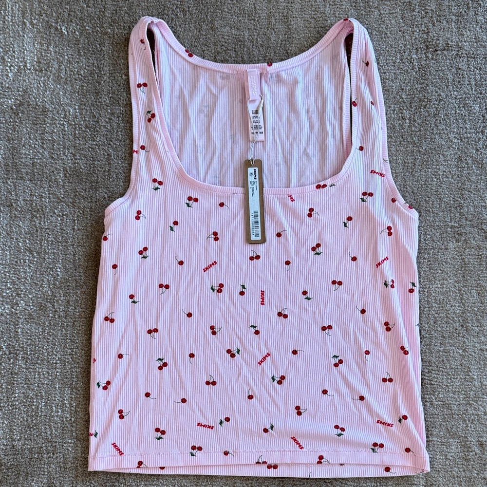 SKIMS Exclusive Valentines Day Print Pink Cherry Soft Lounge Tank Top